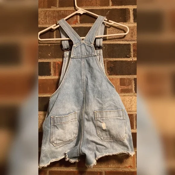 Girl Zara Short Demin Overalls - Picture 3 of 6